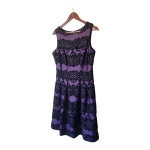 Gabby Skye Purple Black Velvet Burnout Dress Size 12 Party Goth